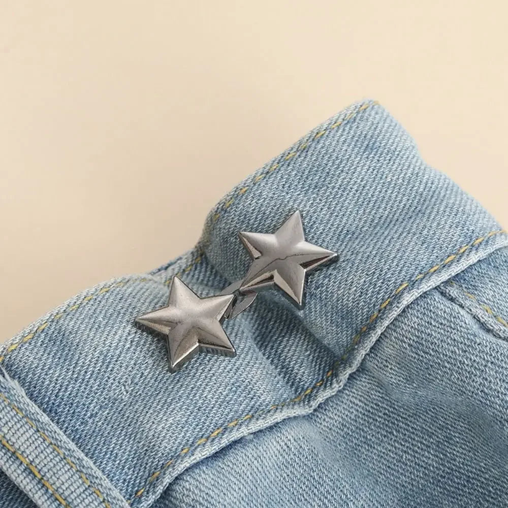 1Pcs Star Adjustable Pants Fastener Clips for Pants Pin Retractable Waist Button Loose Button for Jeans Perfect Fit Reduce Waist