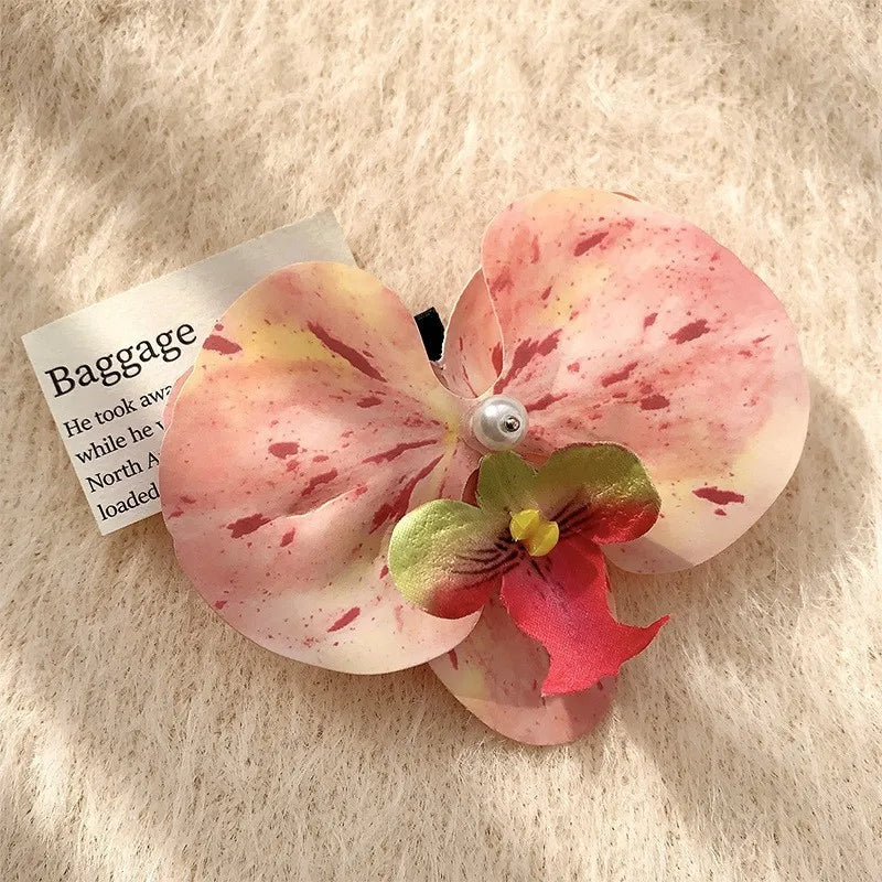 Phalaenopsis Pearl Hair Clip Flower Hairpin Orchid Butterfly Hairs Clip Hair Accessories Hair Styling Tools Bow Flower