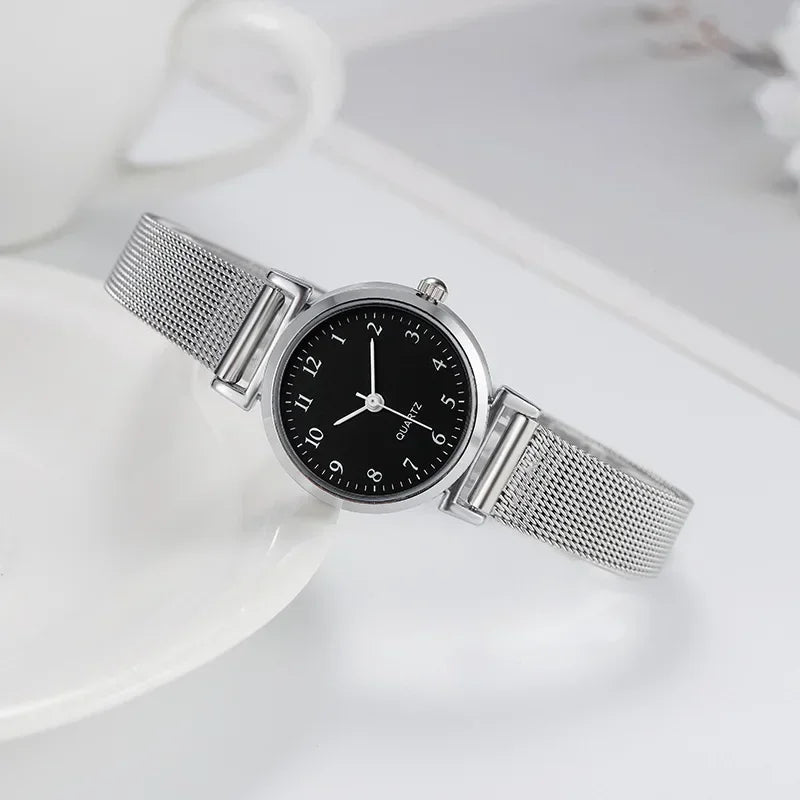 Simple Korean Version Women Watch Student Digital Compact Stainless Steel Mesh Strap Quartz Wristwatch Reloj Mujer Dropshipping