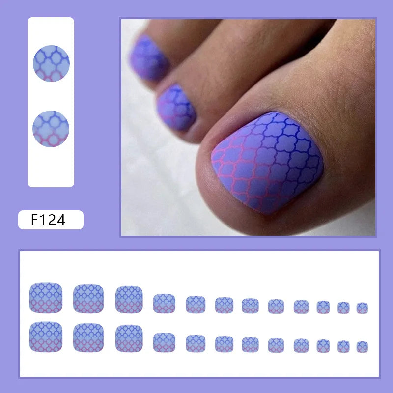 White French Press on Nails Fake Nails Tips with Sticker False Toenail Design Butterfly Lovely Girl False toenaile 1