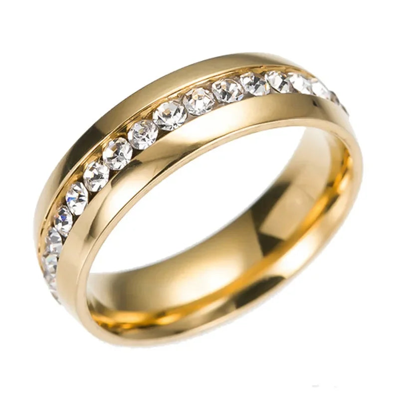 Stainless Steel Ring Crystal Rings For Women Circle CZ Fashion Engagement Jewelry Gifts Wholesale