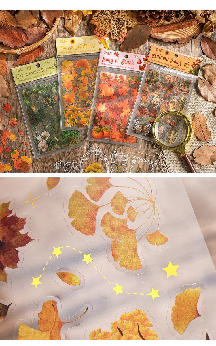 1pack Transparent Flowers Plants PET Decorative Stickers Diary Scrapbooking Material Deco Album Stationery Stickers
