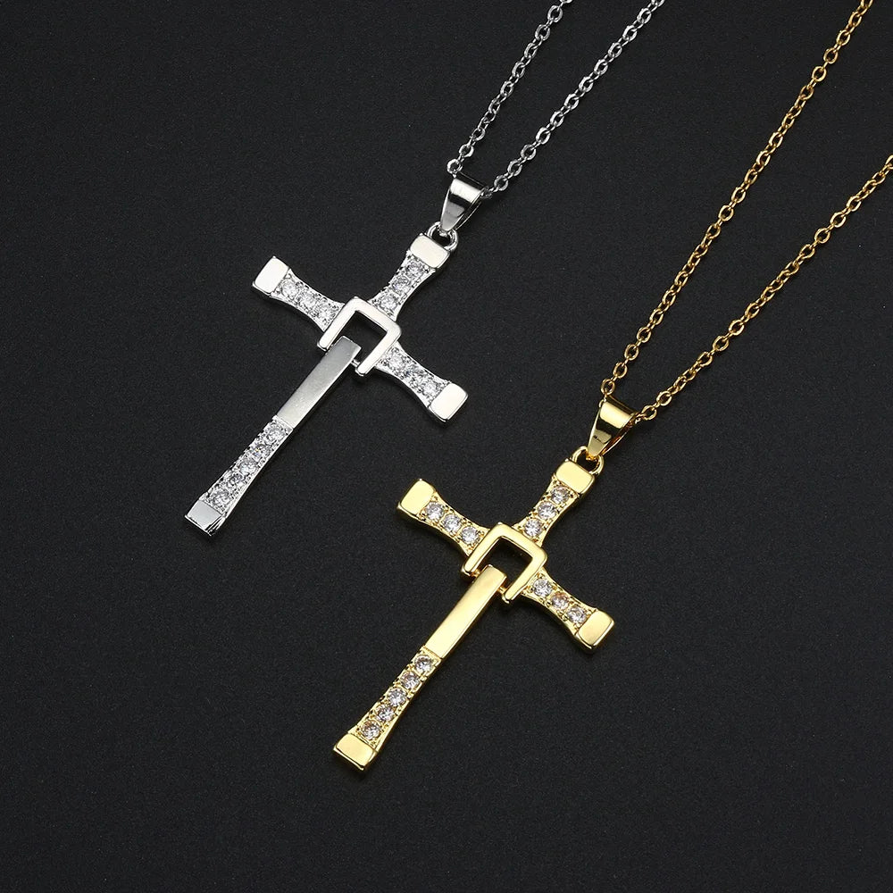 Punk Hiphop Cross Pendant Rope Chain Necklaces for Men Women Hippie Personality Rapper's Accessory Fashion Neck Jewelry for Male