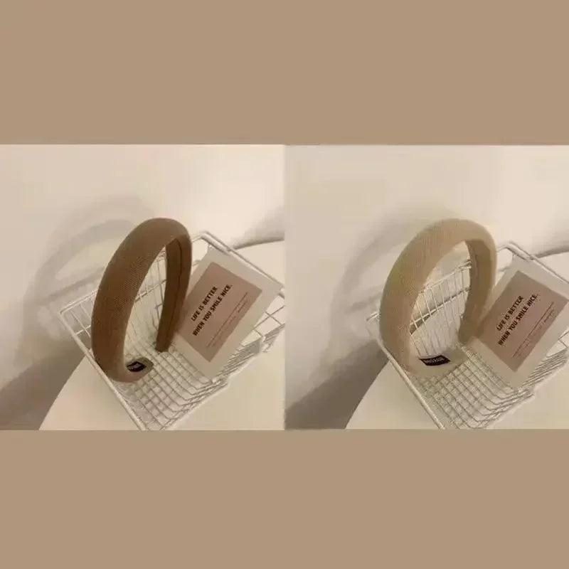 Fashion Padded Headbands For Women Wide Velvet Bezel Hair Band Hair Hoop Girl Sponge Thick Solid Color Hair Accessories Headwear