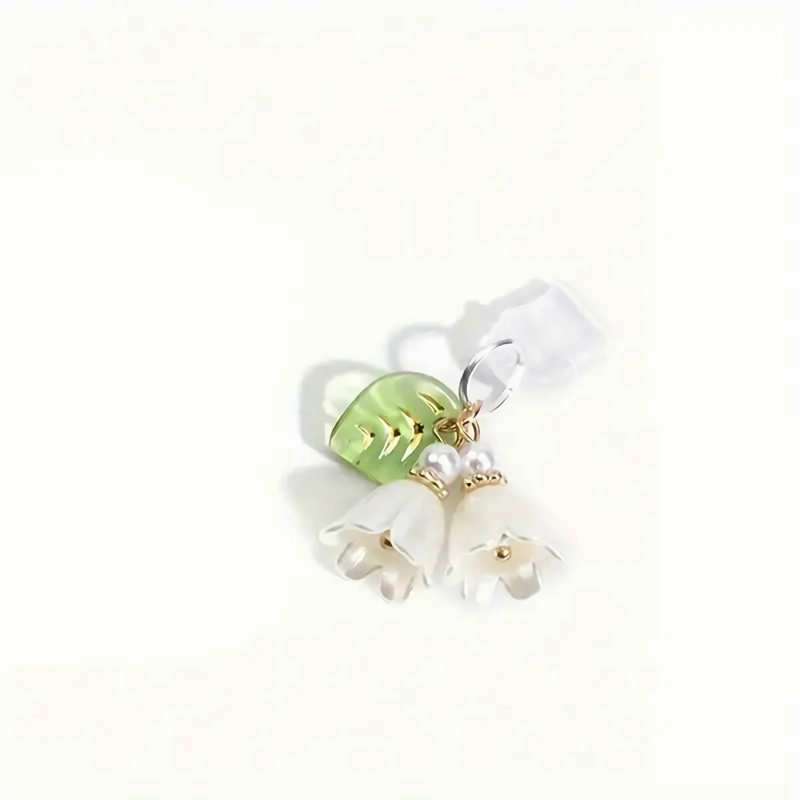 1PC For Phone/Type-C Interface Cute Pink Lily Of The Valley Phone Charm Flower Green Leaf Dust Plug DIY Accessories