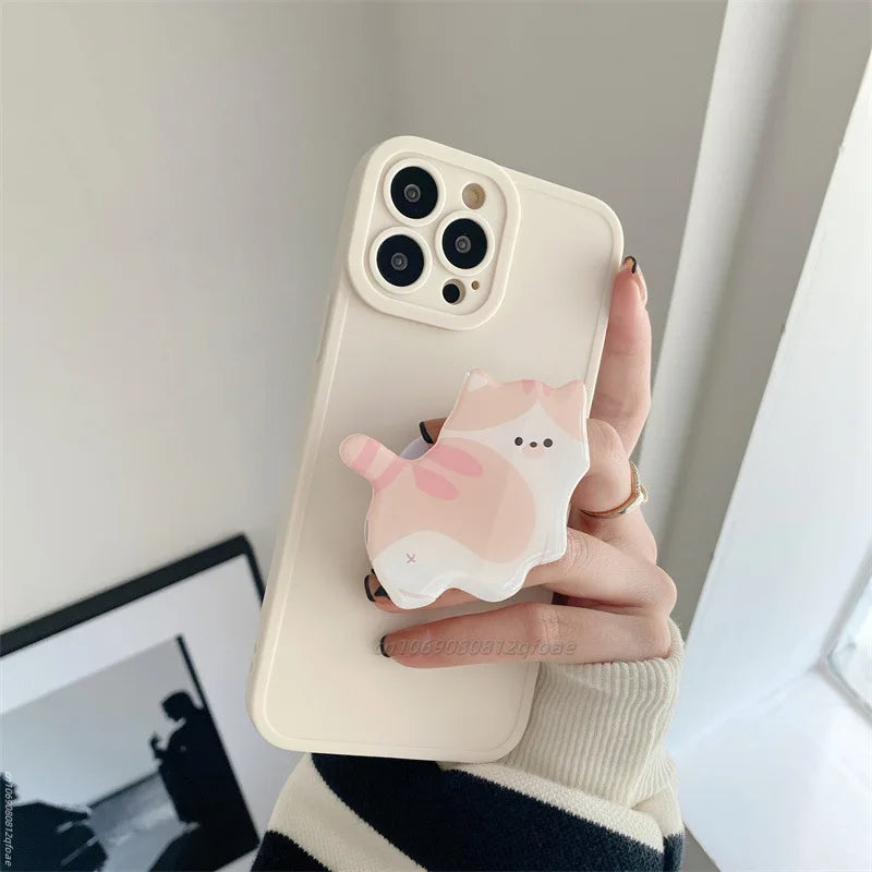 Korea Cute Cartoon Kitten Grip Acrylic Mobile Phone Holder Socket Stand Ring Cell Phone Support Bracket Smartphone Accessories