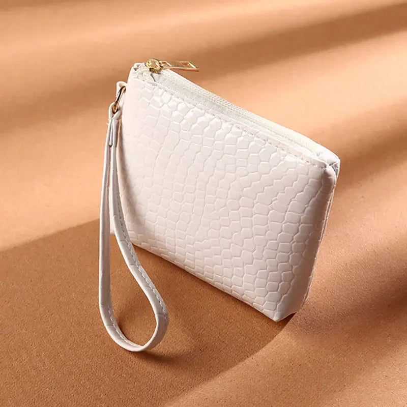 Litchi Pattern Retro Wallet Small Bag  Coin Purse Mini Wallet Female Pu Leather Card Holder Solid Color