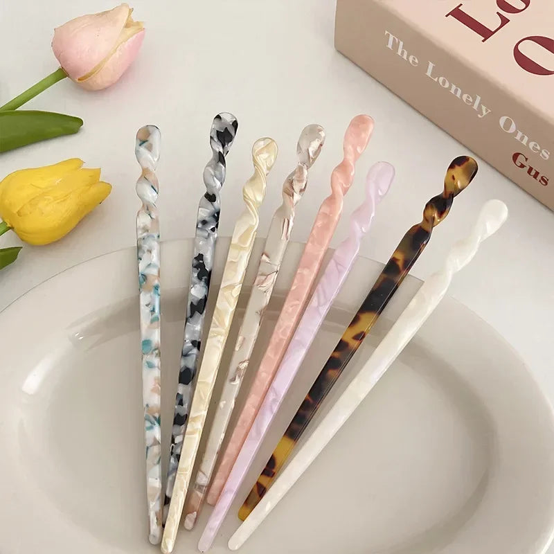 Chinese Style Hair Sticks Vintage Acetate Resin Chopstick Women Hairpins Clip Pin Headwear Wedding  Accessories