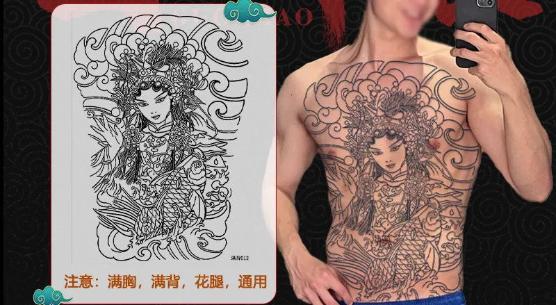 Angel Wings God Tattoo Stickers Realistic Juice Ink Semi Permanent Full Back Body Tattoo Temporary Lasting 2 Weeks Men Adult