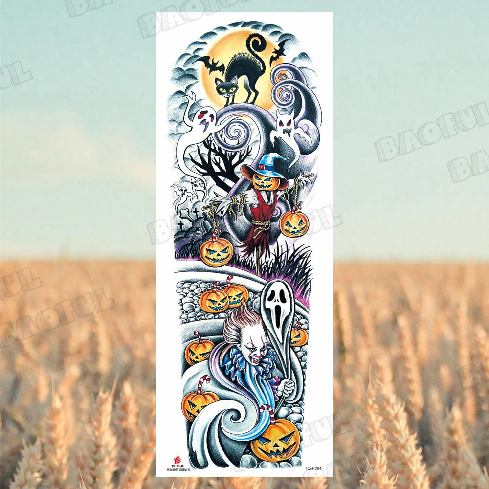Arm Sleeve Temporary Tattoos For Women Men Realistic Wolf Lion Rosette War Maori Flower Fake Tattoo Stickers Sexy Thigh Tatoos