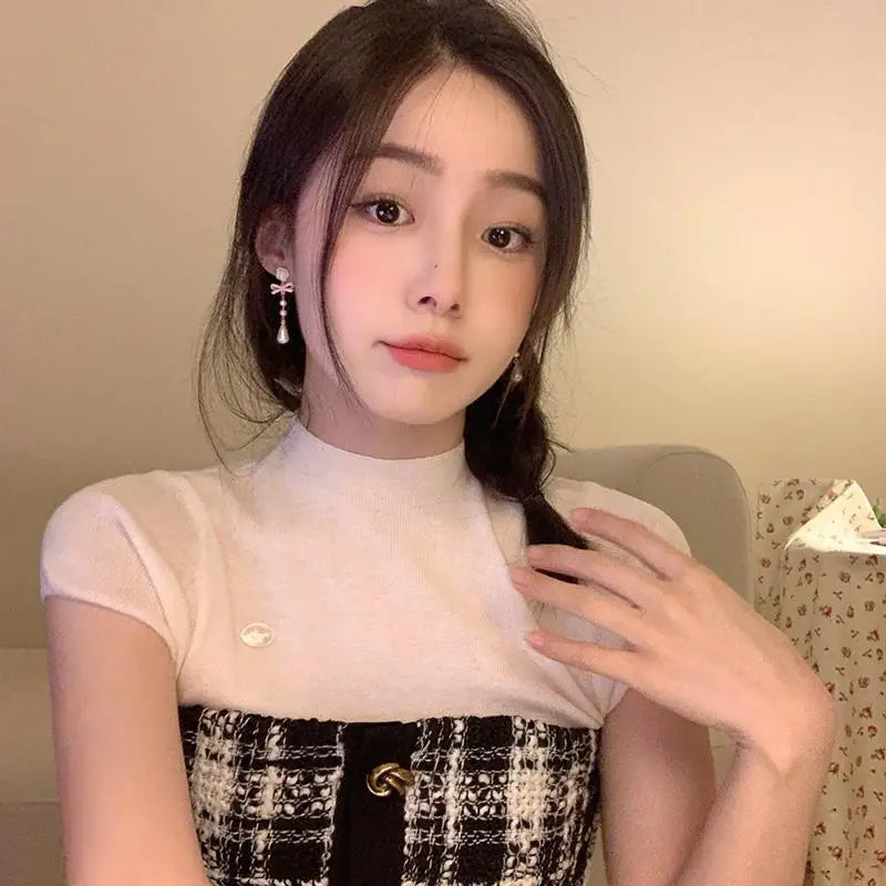 Fashion French Lovely Elegant Earring Vintage Mini Luxury Bow Heart Ear Stud Korean Style Pearl Earrings Women Drop Earrings
