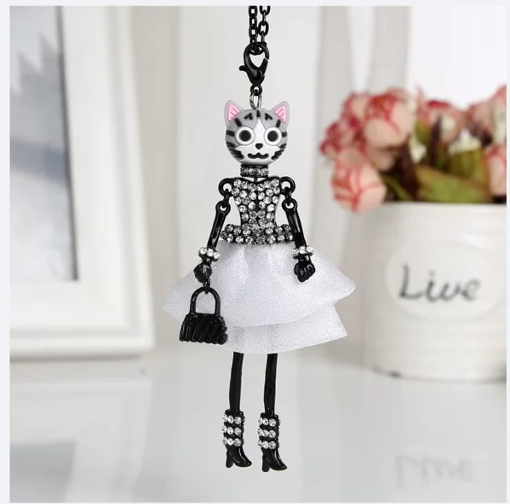 New Women Doll Long Chain Necklace Shining Dress Pendant Handmade Girl Maxi Necklaces & Pendants Brand Hot Fashion Jewelry