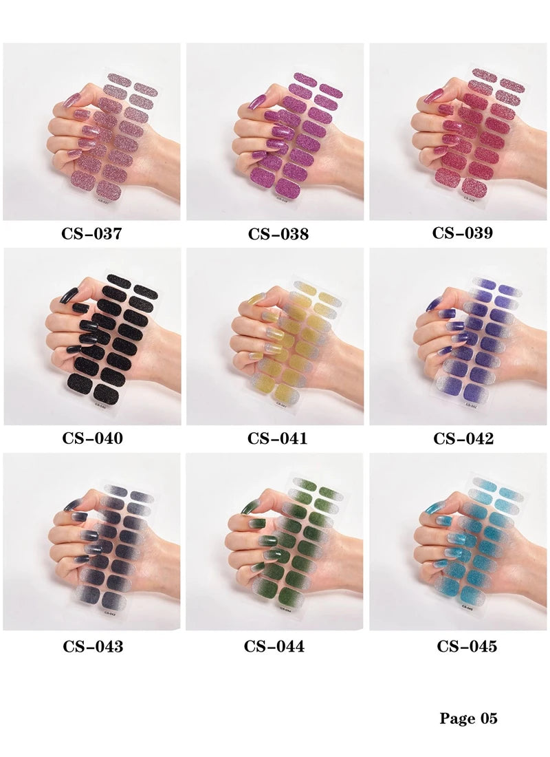 Baking Free Nail Stickers Wholesale Gradient glitter Nail Stickers Simple Waterproof Nail Sticker Full Color Solid Color Sticker