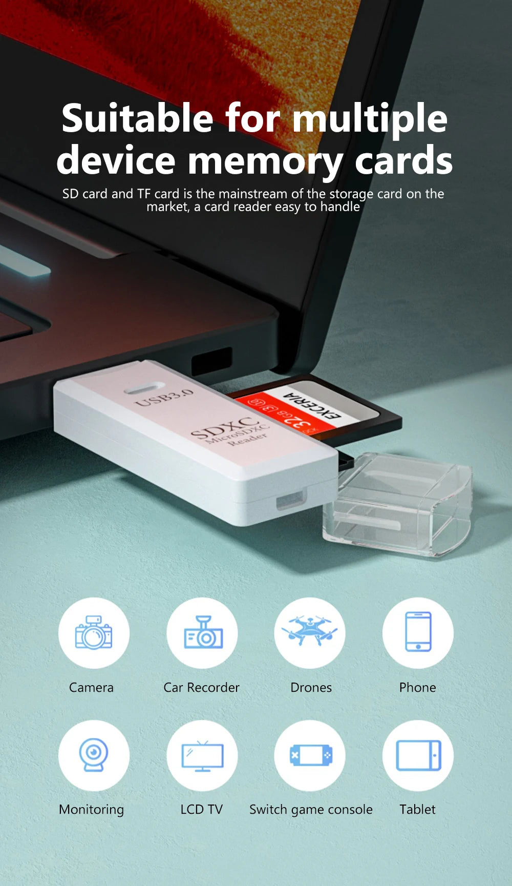 2in 1 USB 3.0 Card Reader USB2.0 To SD TF Memory Card Adapter For PC Laptop Accessories Flash Drive Card Reader Smart Cardreader
