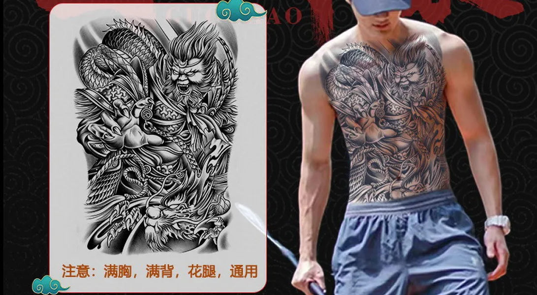 Angel Wings God Tattoo Stickers Realistic Juice Ink Semi Permanent Full Back Body Tattoo Temporary Lasting 2 Weeks Men Adult