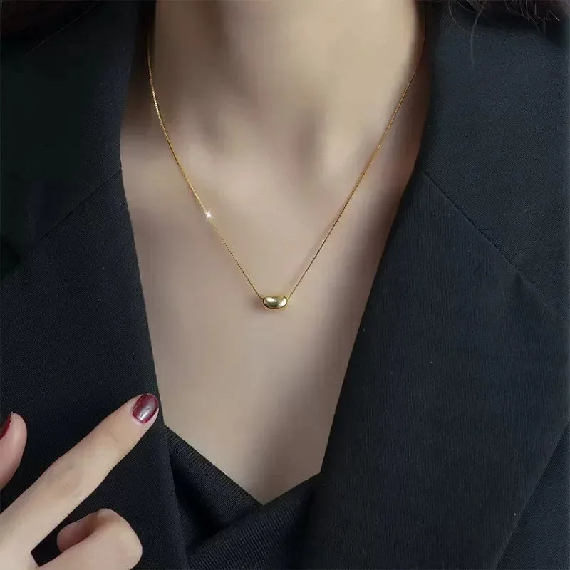 Exquisite Silver Color Chain Beans Pea Pendant Necklace for Women Goddess Gift Charm Chain Necklace Fashion Jewelry Wholesale