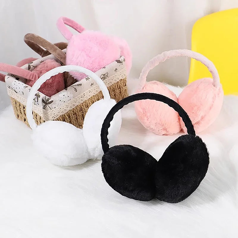 Portable Folding Winter Warm Earmuffs Fashion Solid Color Earflap Outdoor Cold Protection Soft Plush Ear Warmer