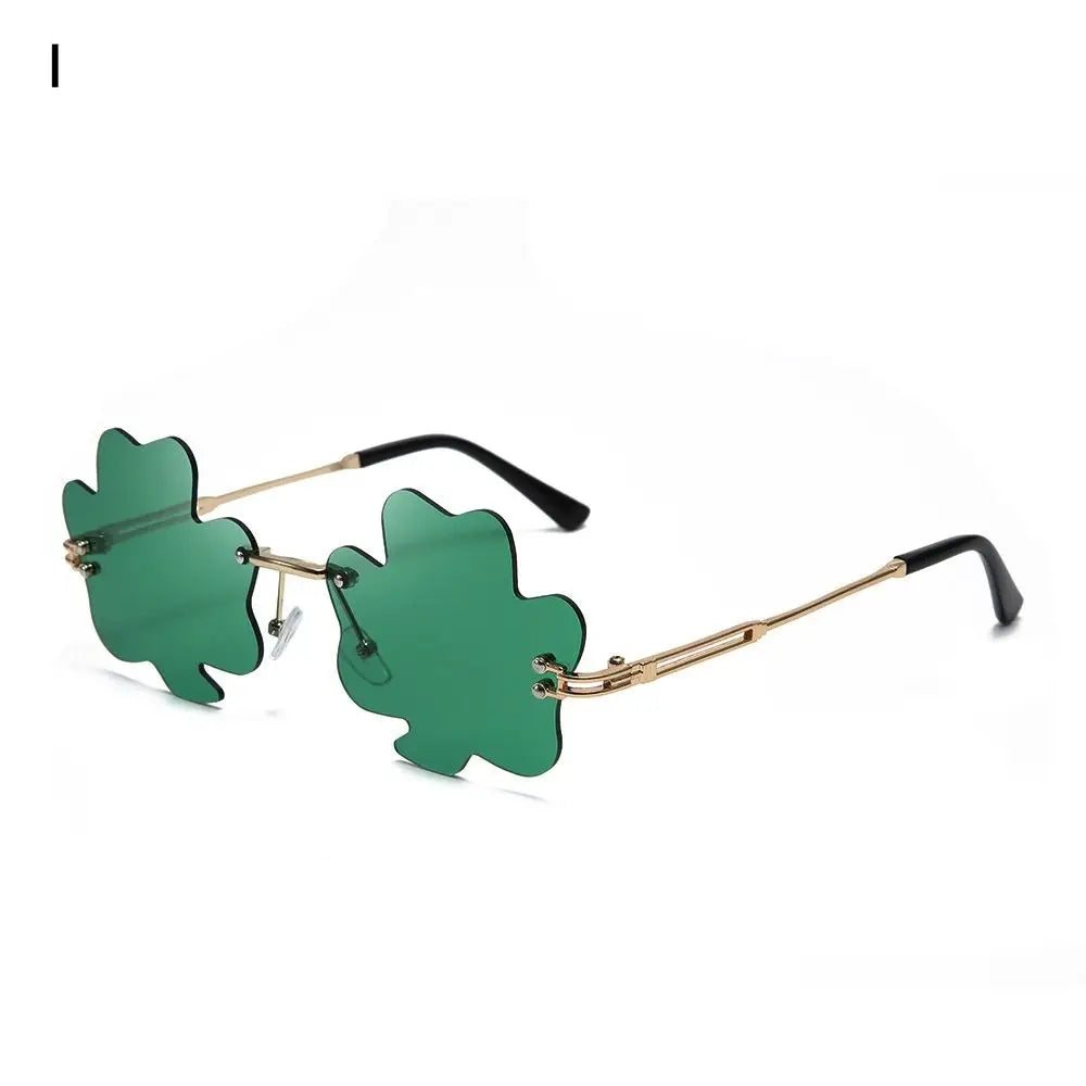 Fashion Rimless Sunglasses Solid Green Ocean Lens Eyewear Women Street Shooting Catwalk Glasses Vintage Brand Beach Sun Glasses