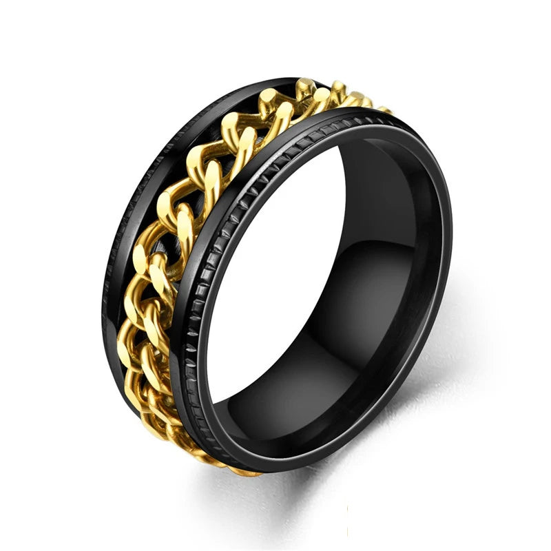 Titanium Steel Rotatable Chain Rings for Men Women Spinner Ring Anti Stress Multifunctional Rings Bottle Opener Ring Club Gift