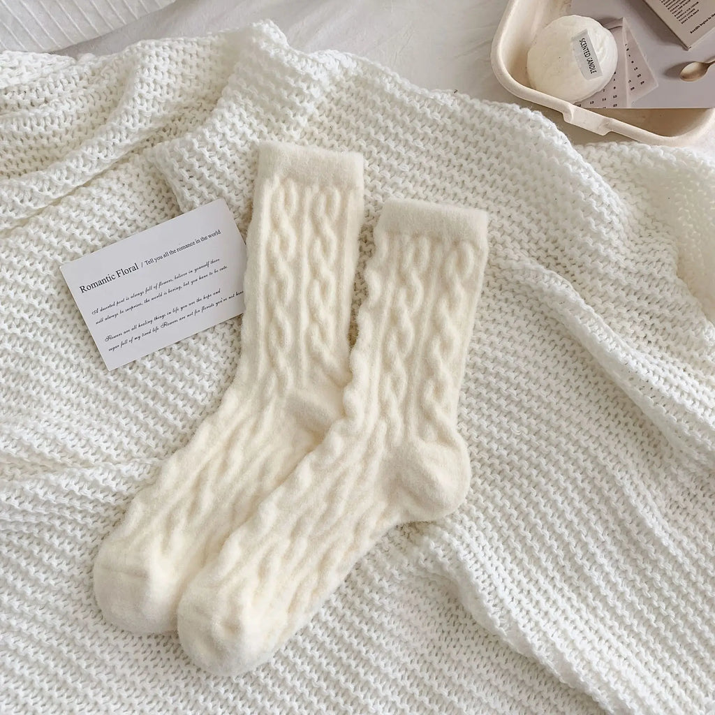 Winter Warm Coral Fleece Socks Women Solid Loose Sleeping Sock Velvet Home Fluffy Stocking Thicken Thermal Sox Calcetines