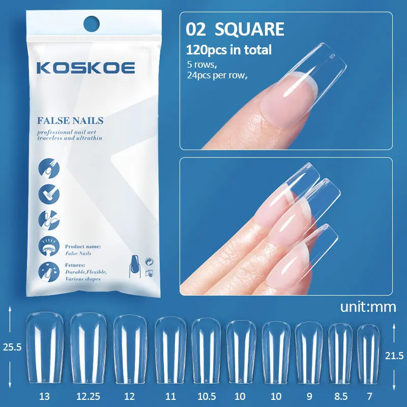 120PCS Matte Fake Nails Capsules Almond Coffin T Shape Full Cover False Nails Frosted Artificial Nail Soft Gel Tips Manicure Nai