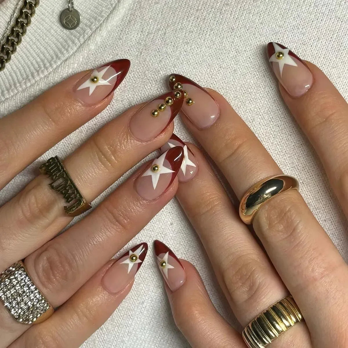24pcs detachable sweet cool ballet false nails with star y2k designs acrylic press on nails coffin almond fake nails with glue