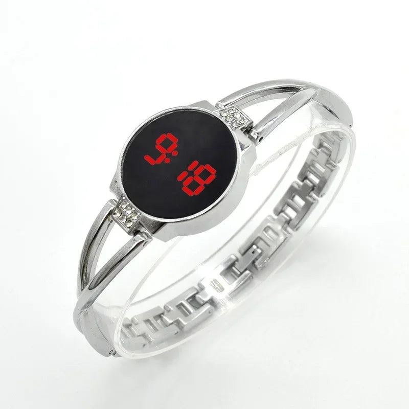 LED Fashion Watch for Women Bracelet Touch Screen Ladies Time Steel Band Electronic Student Ladies Simple Style Watches