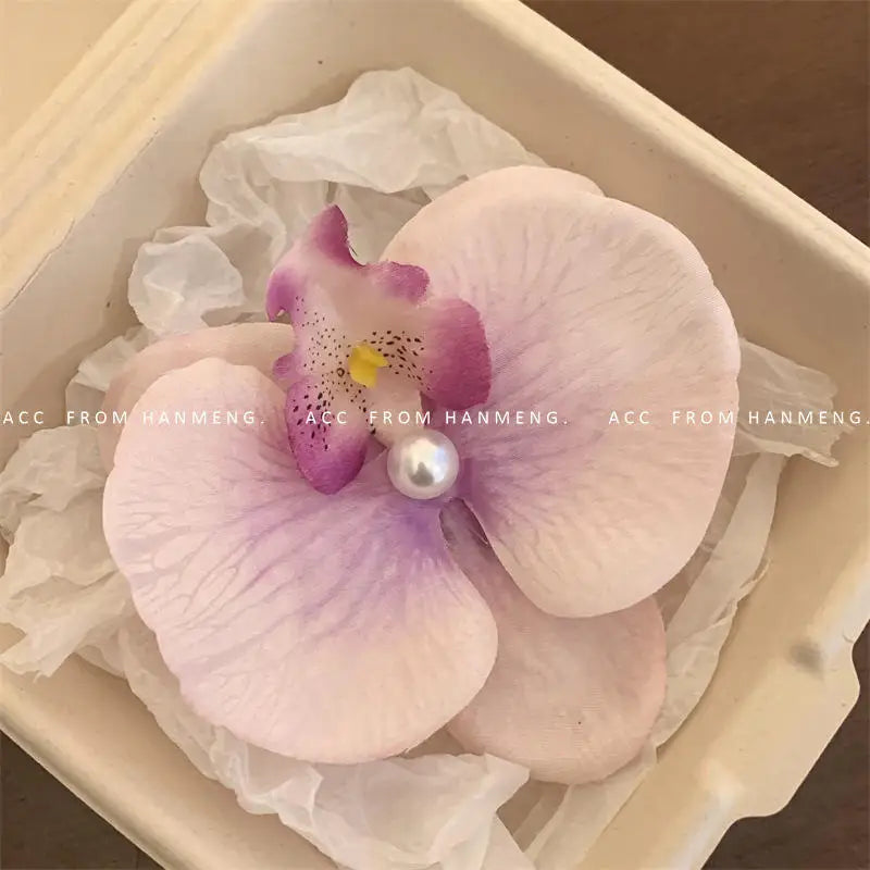 Phalaenopsis Pearl Hair Clip Flower Hairpin Orchid Butterfly Hairs Clip Hair Accessories Hair Styling Tools Bow Flower