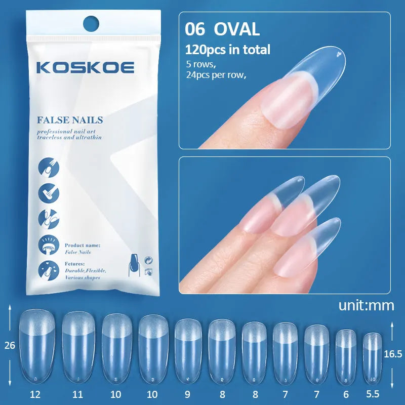 120PCS Matte Fake Nails Capsules Almond Coffin T Shape Full Cover False Nails Frosted Artificial Nail Soft Gel Tips Manicure Nai