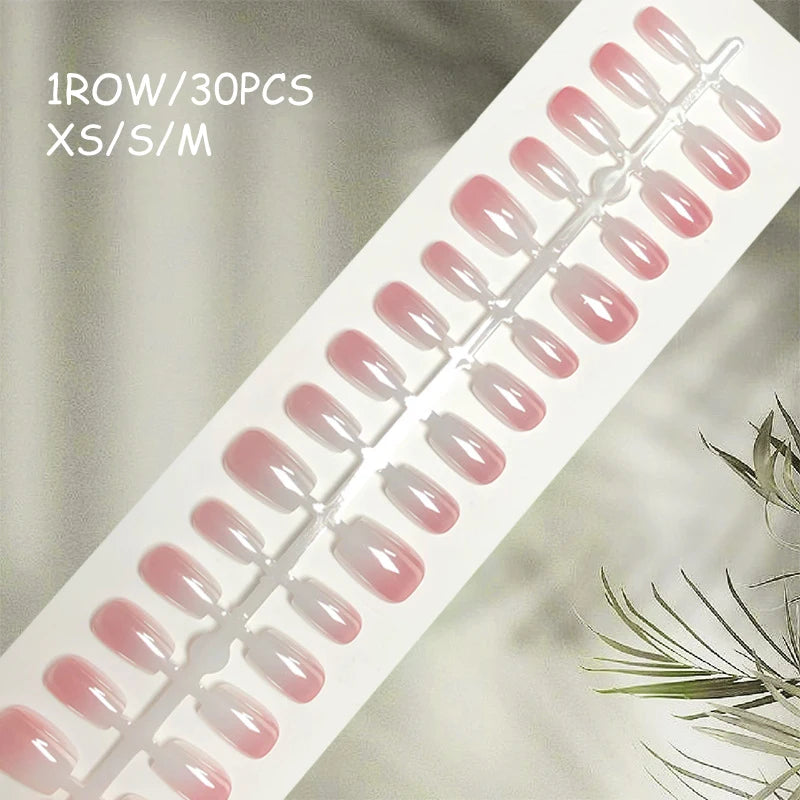 30pcs Gradient Fake Nails French Blush Nude Nail Waterproof Faux Medium Coffin False Nails Fingernails Press On Nails Tips  Mani