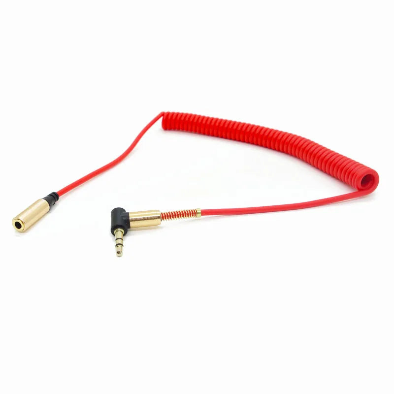 Elbow Spring 3.5mm AUX Audio Extension Cable 3.5 Jack male to Female Audio Extender Cable Retractable Cable