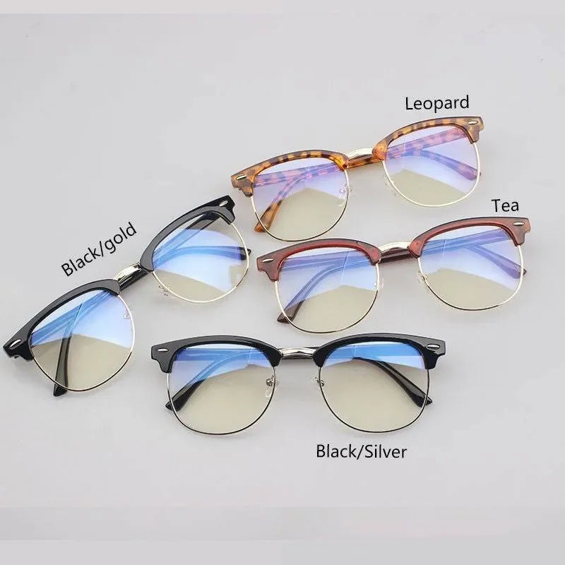 Fashion Classic Half Frame Anti Blue Light Glasses for Men Retro Square Photochromic Eyeglasses Frames Women Computer Goggles