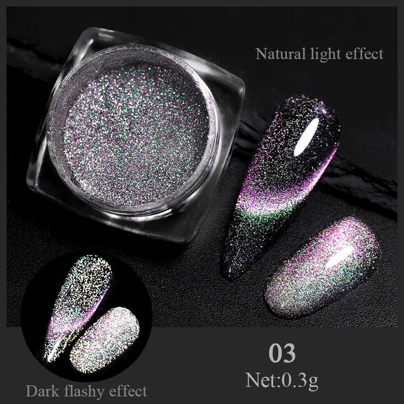 1 Box Red Cat Magnetic Powder Water Light Pink Cat Magnetic Effect Nail Chrome Pigment Dust Manicure New Year Nail Art Supplies