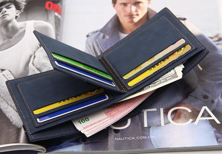 New Slim Vintage Men Wallets High Quality Card Holder Male Purses Photo Holder PU Leather Small Mens Clutch Wallet