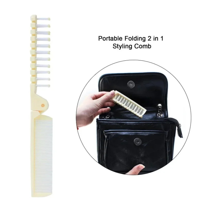 Student Two Types of Comb Teeth Foldable Combs Women Men Folding Pocket Comb for Travel Styling Tool Mini Portable Hair Brush