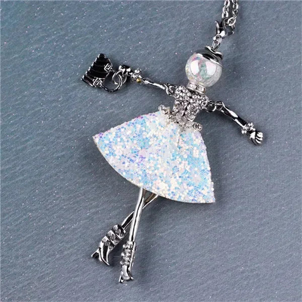 New Women Doll Long Chain Necklace Shining Dress Pendant Handmade Girl Maxi Necklaces & Pendants Brand Hot Fashion Jewelry