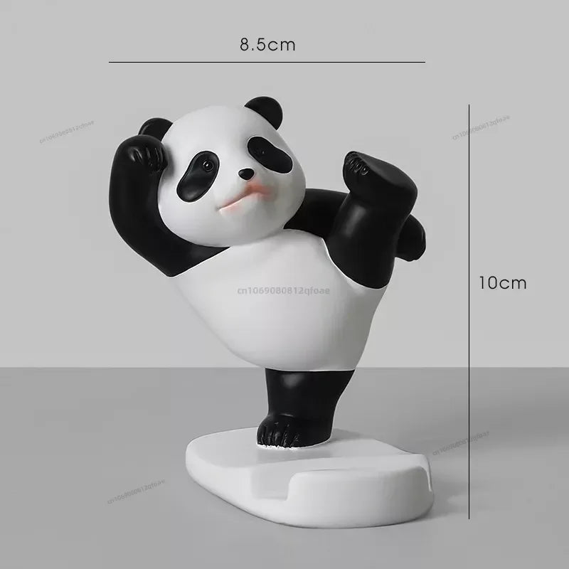 Cute Panda Phone Holder Cartoon Panda Mobile Phone Holder Universal Phone Bracket Panda Sculpture Statue Decor Resin Toy Gift