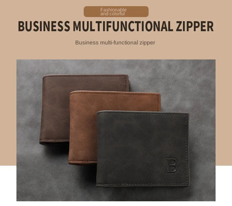 New Fashionable Vertical Retro 2% Off Multi Card Slot Wallet Matte Multi functional Leisure Multi card Slot carbon wallet men