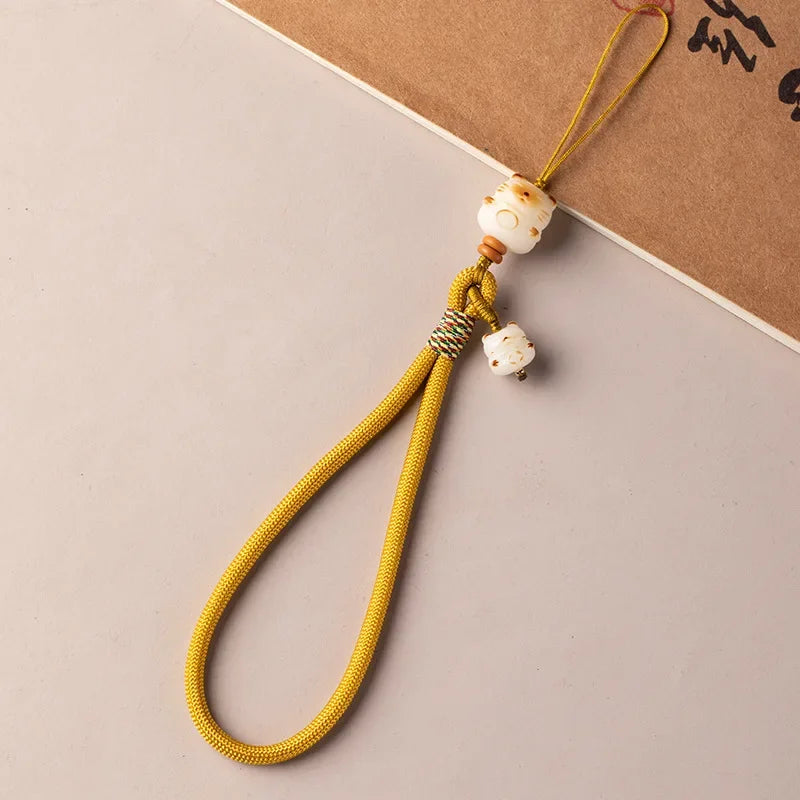 Cute Bodhi Lucky Cat Mobile Phone Wrist Hanging Chain Pendant Pendant Exquisite Anti-loss Drop-resistant Mobile Case Lanyard