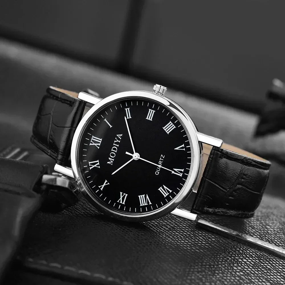 Men's Business Wrist Watch Luxury Leather Strap Analog Watches Ultra Thin Quartz Wristwatch Clock Men Women Casual Simple Watch