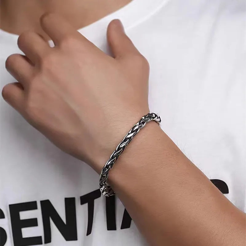 Classic Fashion Keel Bracelet Fish Hook Clasp Mens High Quality Silver Plated Bracelet Maletrend Party Jewelry