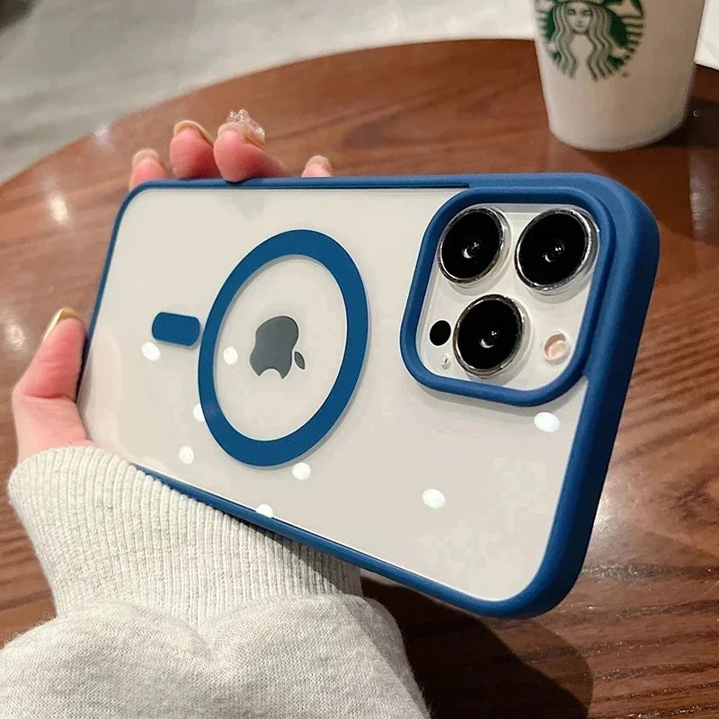 Shockproof Acrylic Magnetic Clear Phone Case For iPhone 16 15 14 13 12 11 Pro Max 14 Plus Magsafe Wireless Charge Hard PC Cover