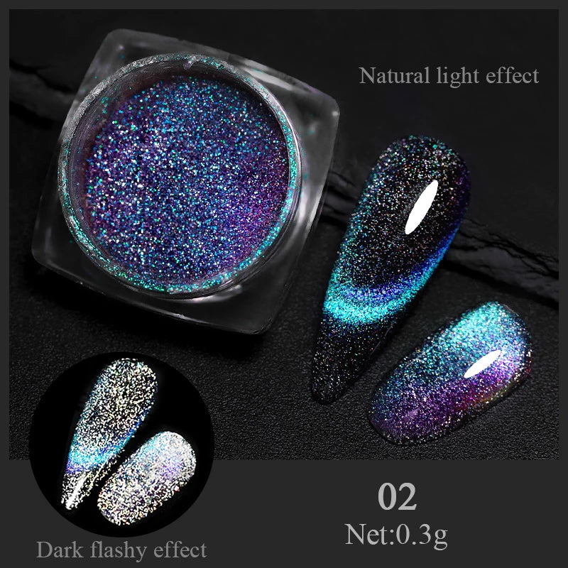 1 Box Red Cat Magnetic Powder Water Light Pink Cat Magnetic Effect Nail Chrome Pigment Dust Manicure New Year Nail Art Supplies