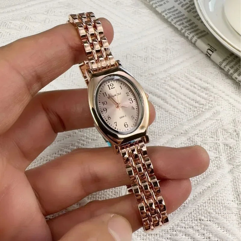 Brand Oval Watches for Women Ladies Gold Steel Strap Quartz Watch Simple and Fashionable Quartz Wristwatches Dropshipping