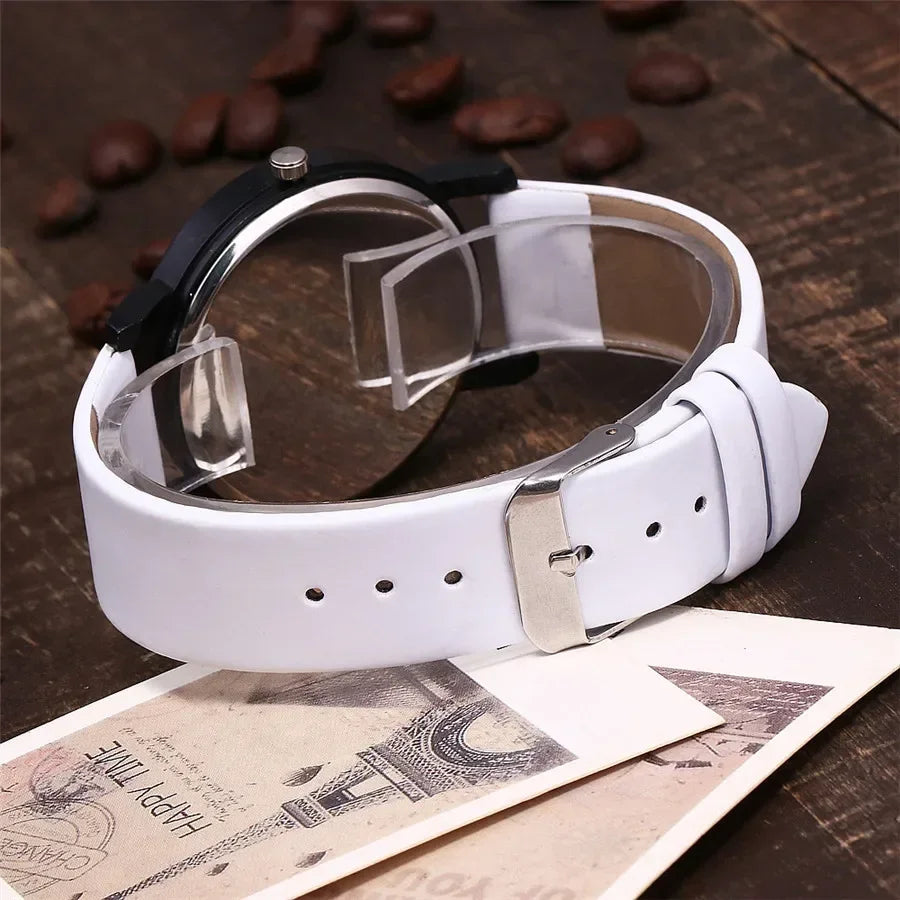 Couple Casual Quartz Watches Leather Band Strap Watch Analog Wrist Watch for Women Men Creative Digital Dial Clock Reloj Mujer