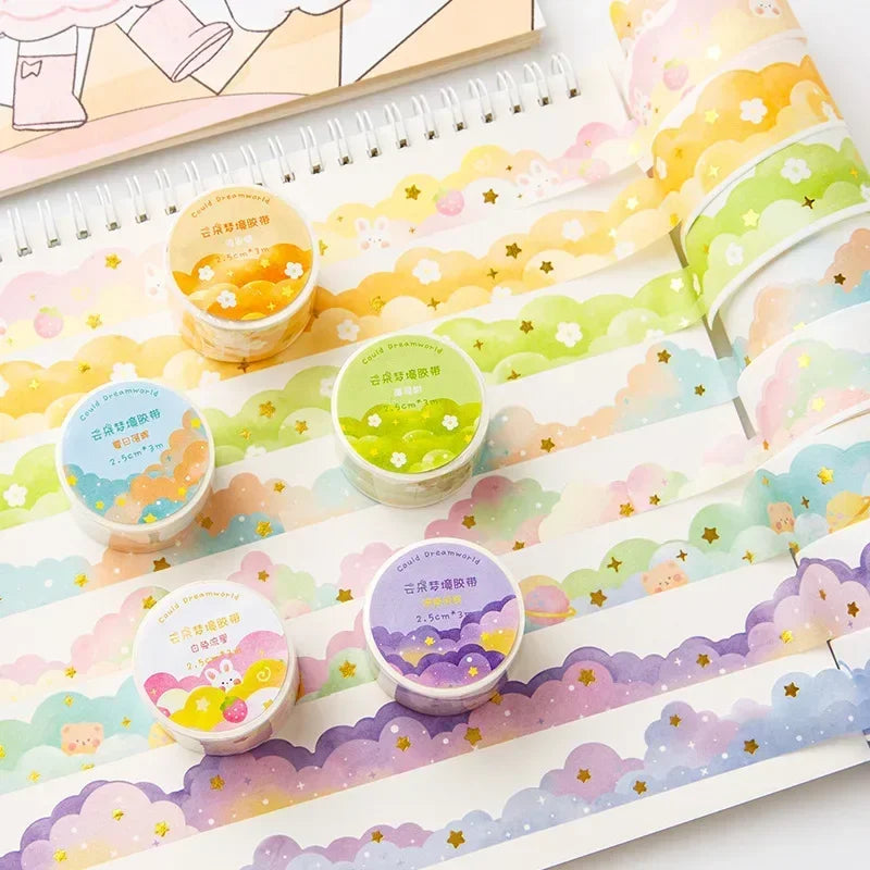 Kawaii Gradient Clouds Washi Tapes DIY Scrapbooking Journal Planner Diary Stickers Cute Masking Tape Korean Stationery Office