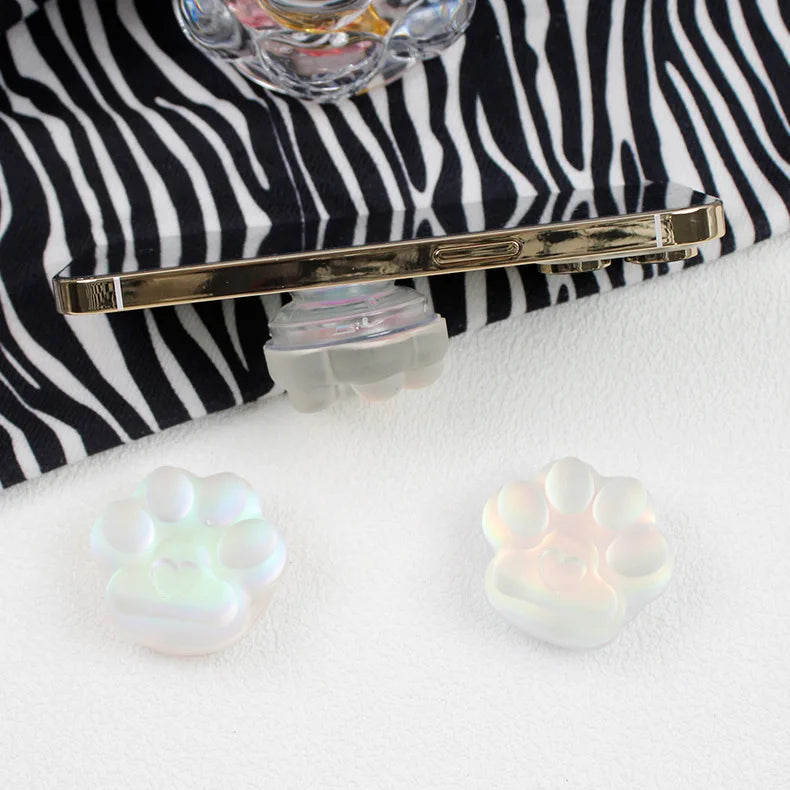 Foldable Phone Stand ABS Cute Cat Paw Love Heart Finger Ring Holder Matte Translucent Sticky Bracket for iPhone Samsung Huawei