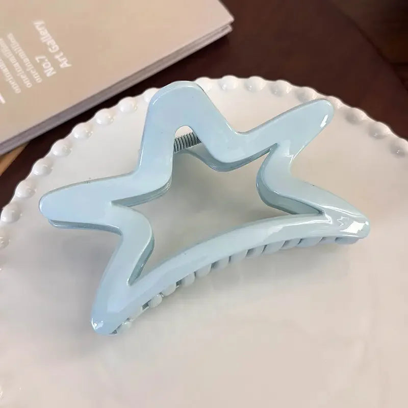 Cream Blue Starfish Bowknot Hair Claw Fashion Lady Star Hairpins Beach Vacation Hair Clips for Girls Ornament Hair Accessories