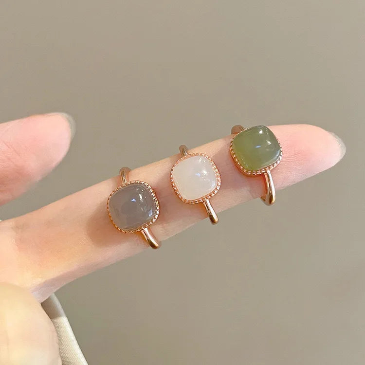 New Imitation Jade Rings For Woman Fashion Sweet Finger Rings for Grils Simple Party Jewelry Gift Adjustable Ring кольца женские