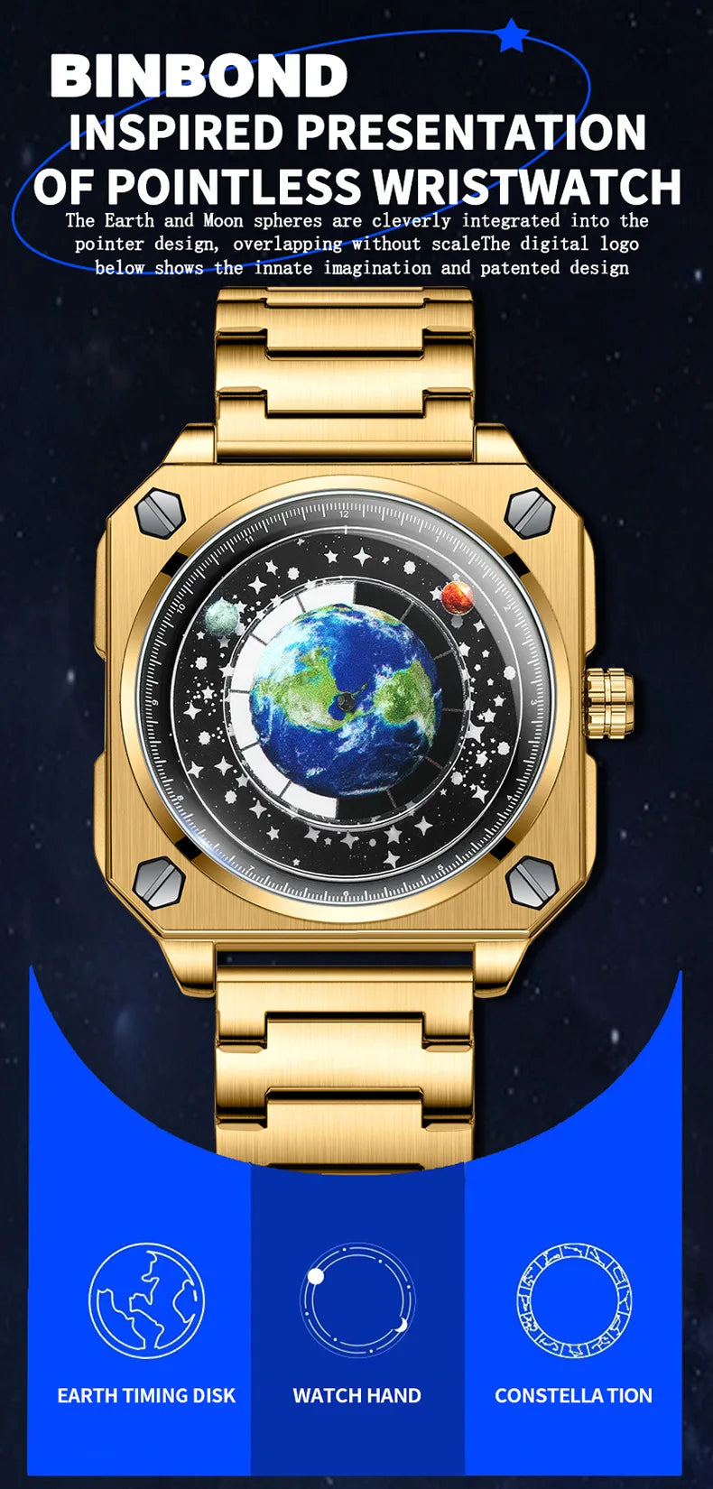UTHAI Earth Watch Business Male Student Watch Planet Personalized Creative Wormhole New Concept Male Fashion Quartz Watches